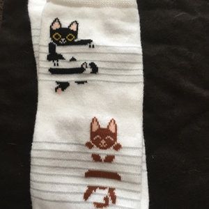 Crazy kitty cat knee socks NWT